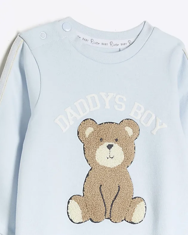 River Island Baby boys embroidered bear sleepsuit< 6 Mths - 2 Yrs