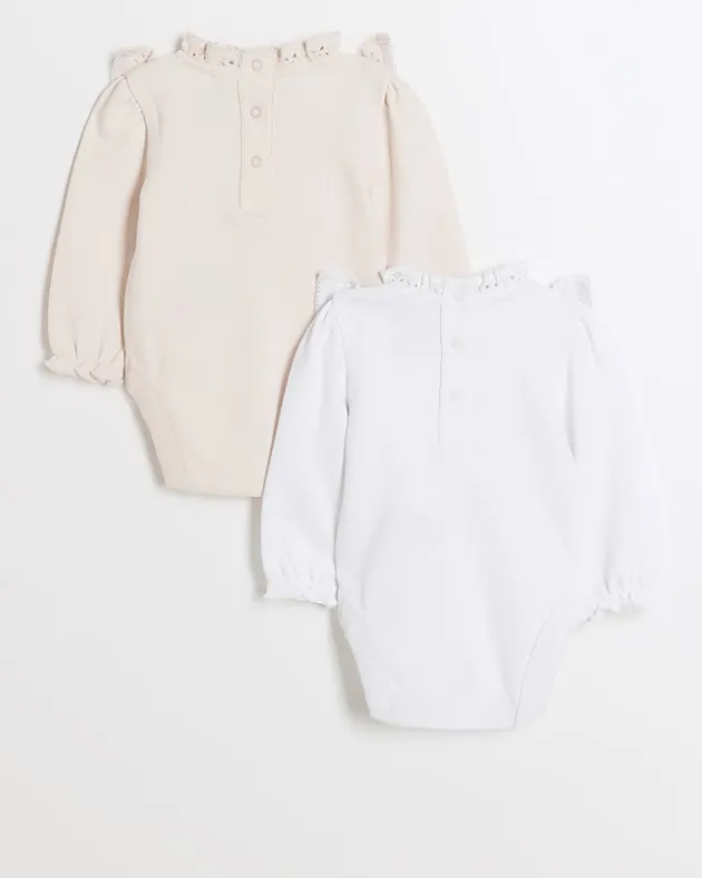 River Island Baby girls broderie bodysuit 2 pack< 6 Mths - 2 Yrs