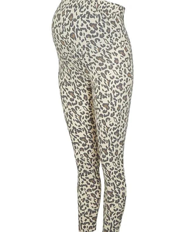 River Island Beige animal print maternity leggings< Maternity