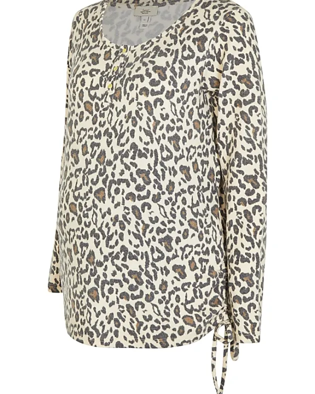 River Island Beige animal print maternity top< Maternity