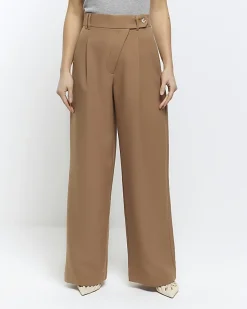 River Island Beige asymmetric waist wide leg trousers< Trousers