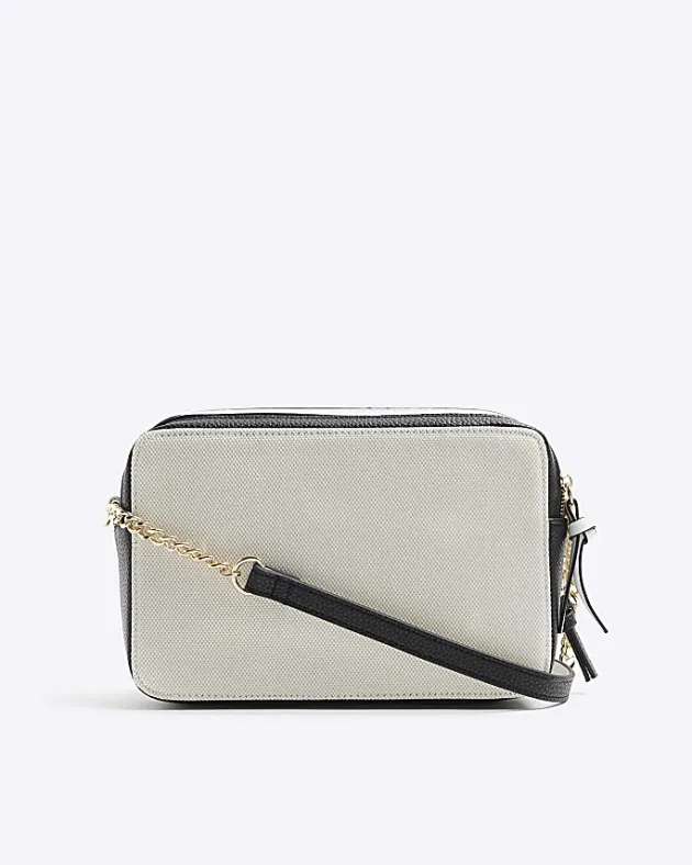 River Island Beige canvas boxy cross body bag< Bags, Purses & Luggage