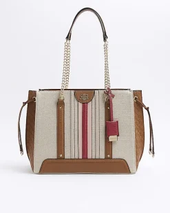 River Island Beige canvas chain shopper bag< Bags, Purses & Luggage
