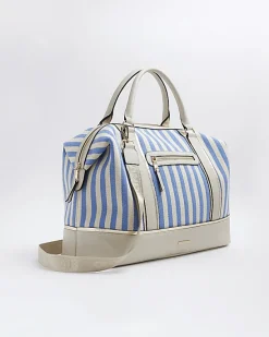 River Island Beige canvas stripe travel bag< Bags, Purses & Luggage