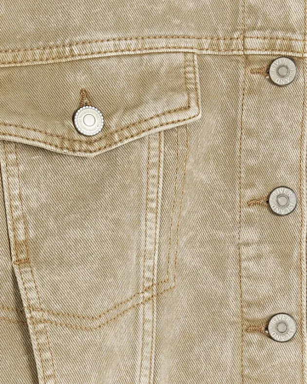 River Island Beige cropped denim jacket< Coats & Jackets