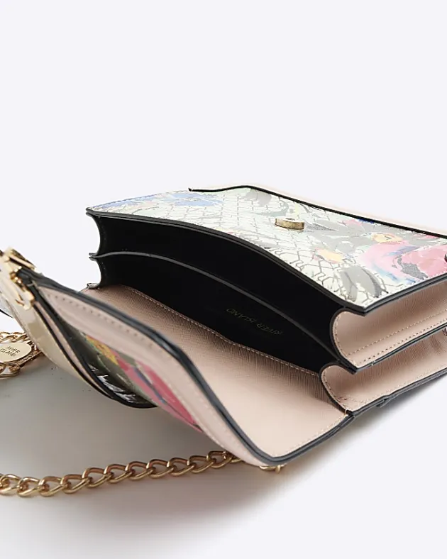 River Island Beige floral monogram satchel bag< Bags, Purses & Luggage