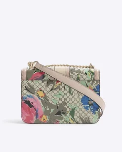 River Island Beige floral monogram satchel bag< Bags, Purses & Luggage