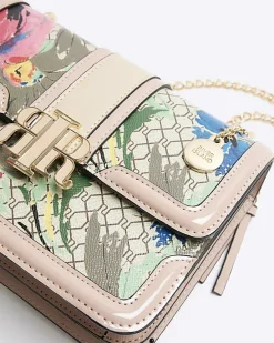 River Island Beige floral monogram satchel bag< Bags, Purses & Luggage