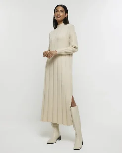 River Island Beige high neck jumper maxi dress< Dresses