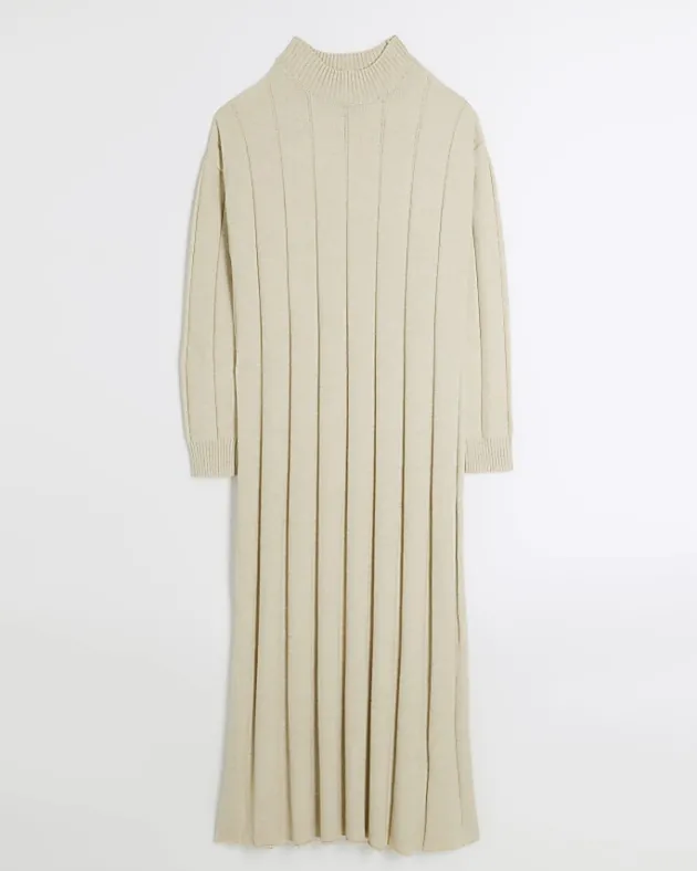 River Island Beige high neck jumper maxi dress< Dresses