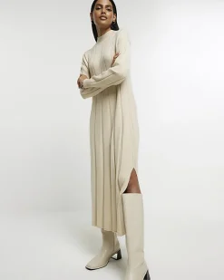 River Island Beige high neck jumper maxi dress< Dresses
