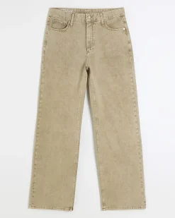 River Island Beige high waisted relaxed straight jeans< Jeans