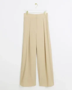 River Island Beige high waisted wide leg trousers< Trousers