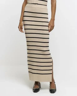 River Island Beige knit stripe maxi skirt< Skirts