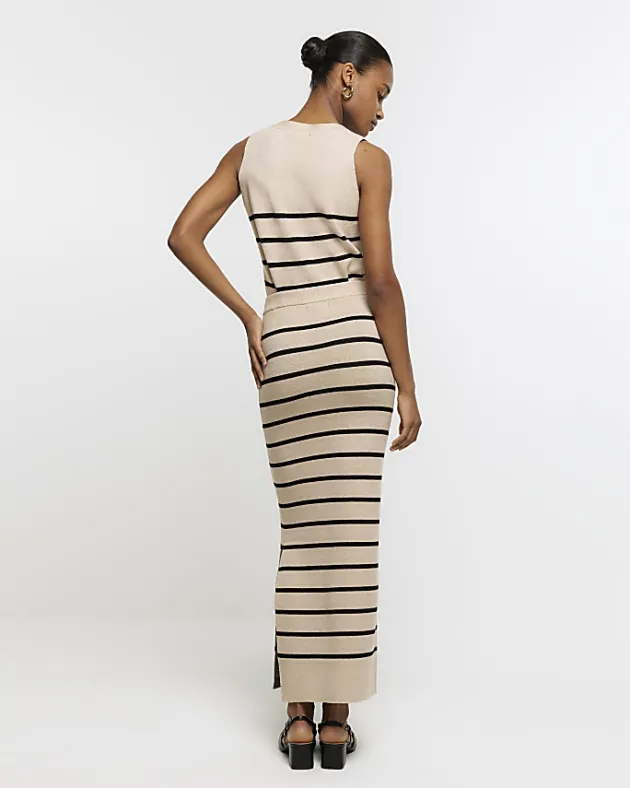 River Island Beige knit stripe maxi skirt< Skirts