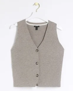 River Island Beige knit waistcoat< Co-ord Sets