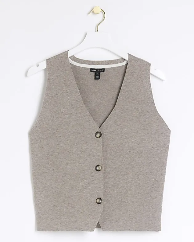River Island Beige knit waistcoat< Co-ord Sets