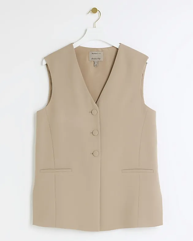 River Island Beige longline waistcoat< Suits & Tailoring