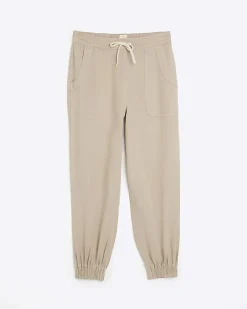River Island Beige lyocell cuffed joggers< Trousers