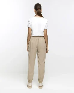 River Island Beige lyocell cuffed joggers< Trousers