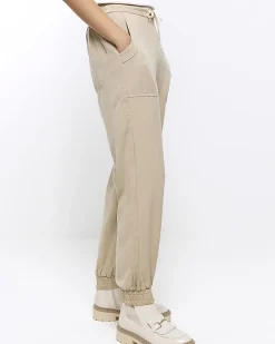 River Island Beige lyocell cuffed joggers< Trousers
