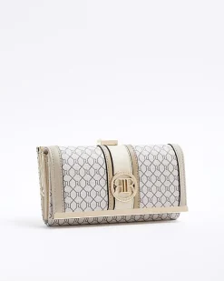 River Island Beige monogram clip top purse< Bags, Purses & Luggage