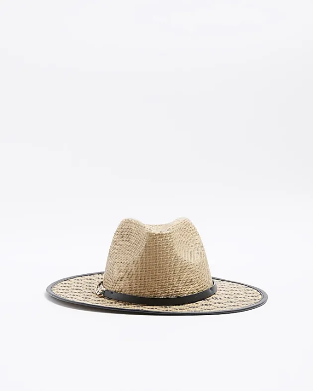 River Island Beige Monogram Fedora Hat< Accessories