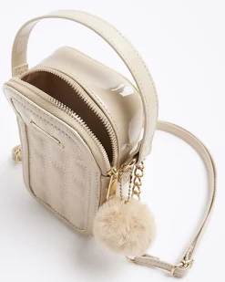 River Island Beige quilted pom pom cross body bag< Bags & Purses