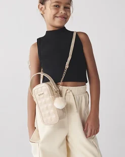 River Island Beige quilted pom pom cross body bag< Bags & Purses