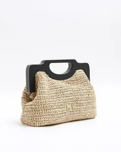 River Island Beige raffia clutch bag< Bags, Purses & Luggage