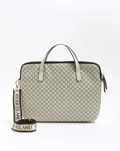 River Island Beige RI monogram laptop case< Bags, Purses & Luggage