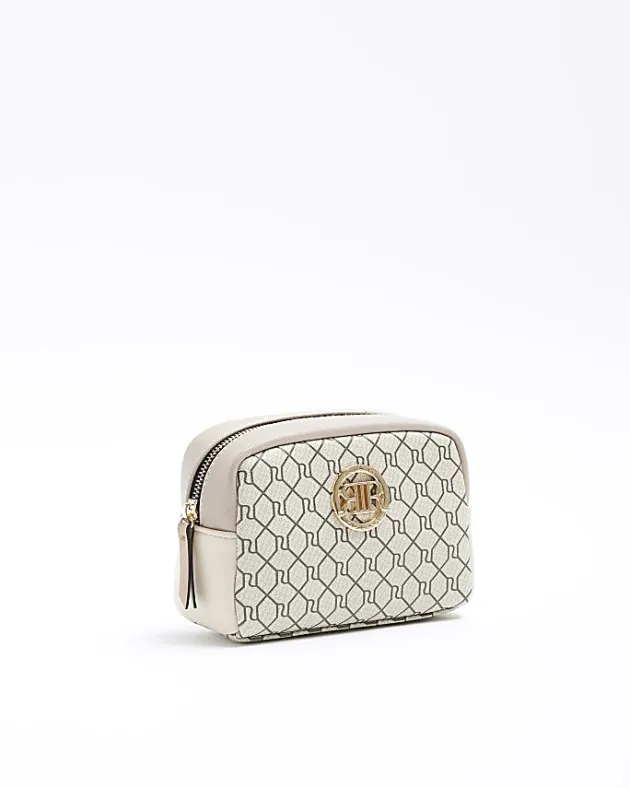 River Island Beige RI monogram makeup bag< Bags, Purses & Luggage