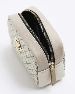 River Island Beige RI monogram makeup bag< Bags, Purses & Luggage
