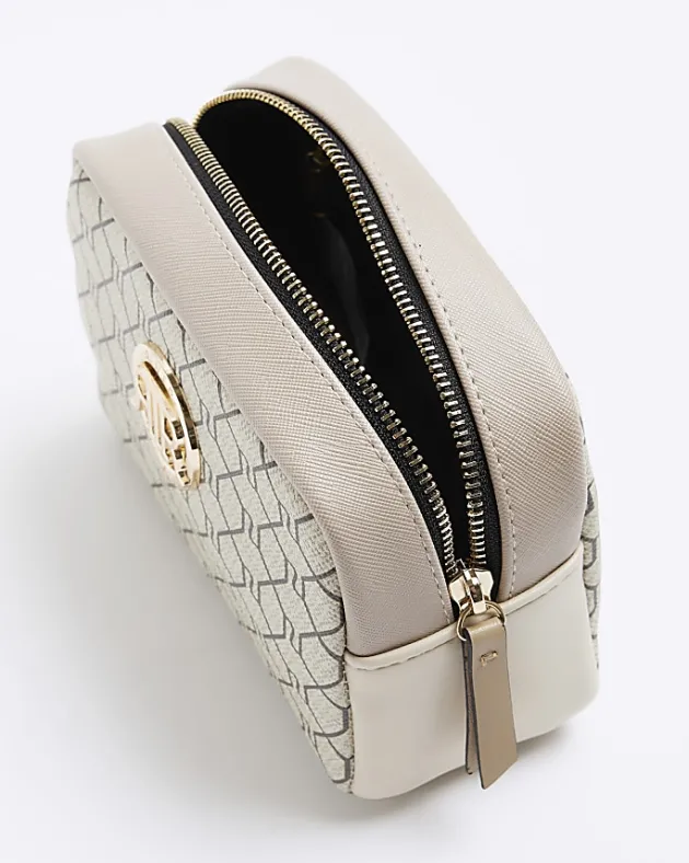 River Island Beige RI monogram makeup bag< Bags, Purses & Luggage