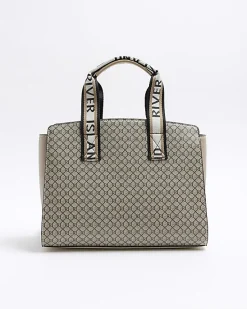 River Island Beige RI monogram tote bag< Bags, Purses & Luggage