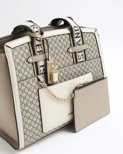 River Island Beige RI monogram tote bag< Bags, Purses & Luggage