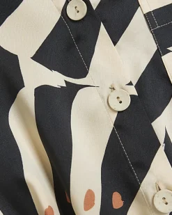 River Island Beige satin stripe oversized shirt< Co-ord Sets