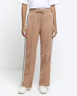 River Island Beige side stripe wide leg joggers< Trousers