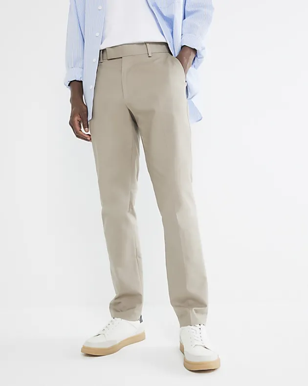 River Island Beige slim fit smart chino trousers< Trousers