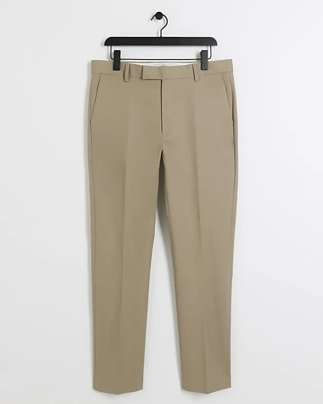 River Island Beige slim fit smart chino trousers< Trousers
