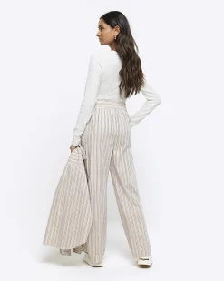 River Island Beige stripe straight pull on trousers< Trousers