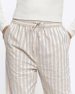 River Island Beige stripe straight pull on trousers< Trousers