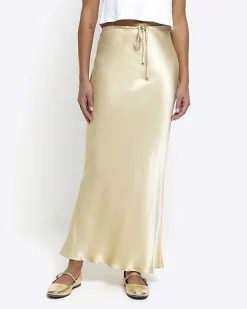 River Island Beige tie waist midi skirt< Skirts