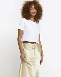 River Island Beige tie waist midi skirt< Skirts