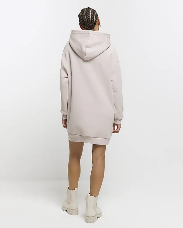 River Island Beige utility hooded sweatshirt mini dress< Dresses