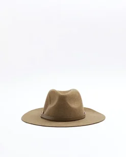 River Island Beige wool fedora hat< Accessories