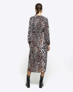 River Island animal print knot swing midi dress< Dresses
