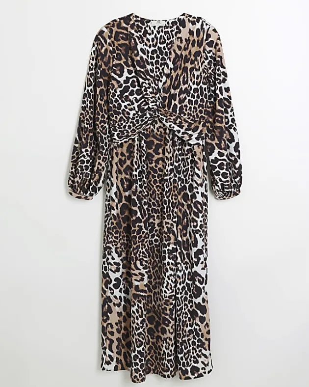 River Island animal print knot swing midi dress< Dresses