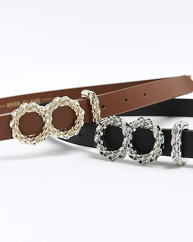 River Island buckle detail belt multipack< Accessories