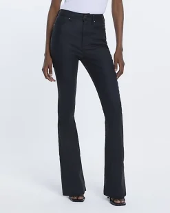 River Island coated high waisted flared jeans< Jeans